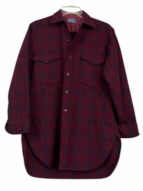 Pendleton 1962 Vintage Plaid Wool Red Black Button Shacket Jacket